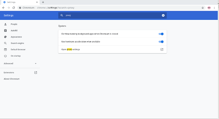 Chrome Proxy Options